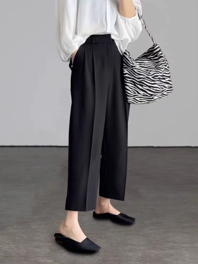 Botvotee bureau élégant noir gris cheville longueur costumes pantalons pour femmes taille haute saro