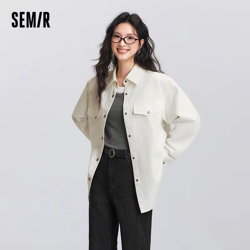 Semir chemise à manches longues femmes mi-longue motif diamant coton 2025 nouveau printemps haut sur
