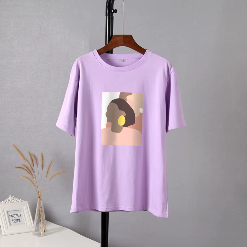 Hirsionsan-T-shirt graphique abstrait pour femme, t-shirts basiques en coton imprimé Rick, manches c
