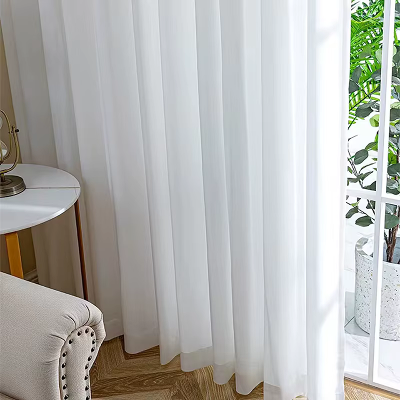 Asazal-Rideaux de fenêtre en mousseline de soie de luxe, rideaux opaques, tulle blanc, fil optique d