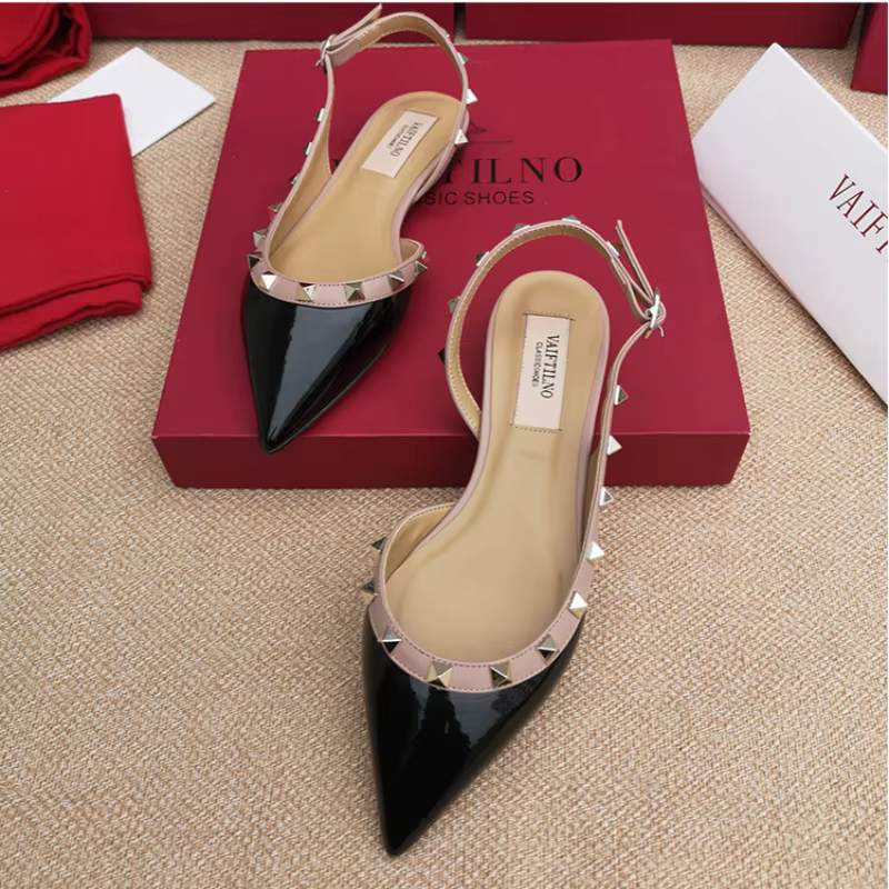 Chaussures pour femmes de haute qualité 2025 chaussures plates en cuir de luxe à la mode sandales po