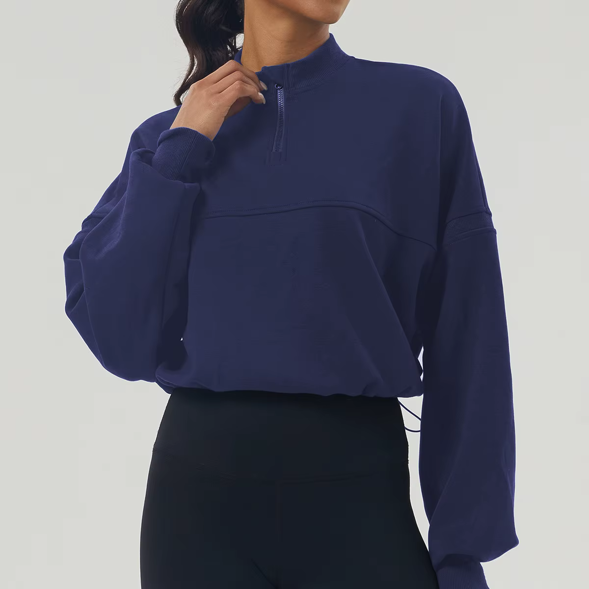 Sweat-shirt à manches longues pour femme, haut de course surdimensionné, vêtements d'entraînement fé