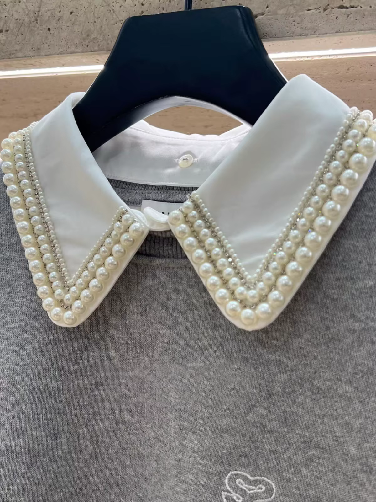 Sweat-shirt à capuche avec perles lourdes pour femme, faux deux pièces, automne-hiver 2021, y2k