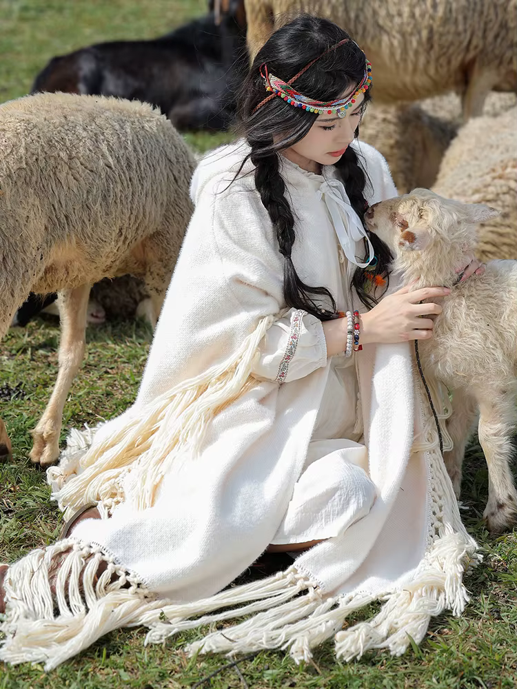 Pouvez-vous psyLady-Capes à glands Boho faites à la main pour femmes, Capes optiques Everak, Poncho