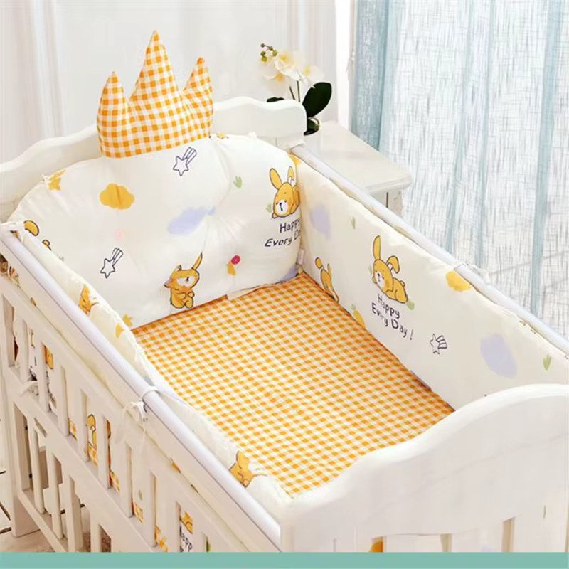 Parure de lit en coton imprimé pour bébé, ensemble de literie pour enfants, pare-chocs de protection