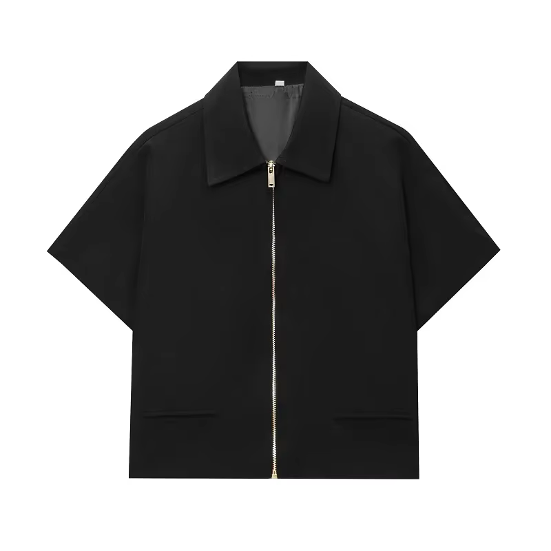 MUJER Veste courte femme manches courtes vestes universitaire pour femme été fermeture éclair nouvea