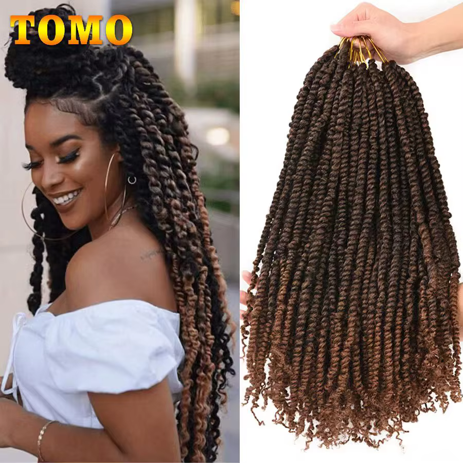 TOMO Passion torsion Crochet cheveux 12 18 24 "pré-bouclé synthétique Crochet tresses Extensions de