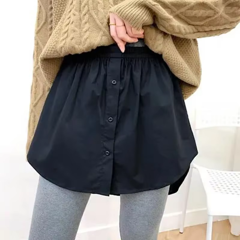 Sous-jupe détachable pour femmes, fausse chemise, jupe irrégulière, chemisier à queue, extension en 