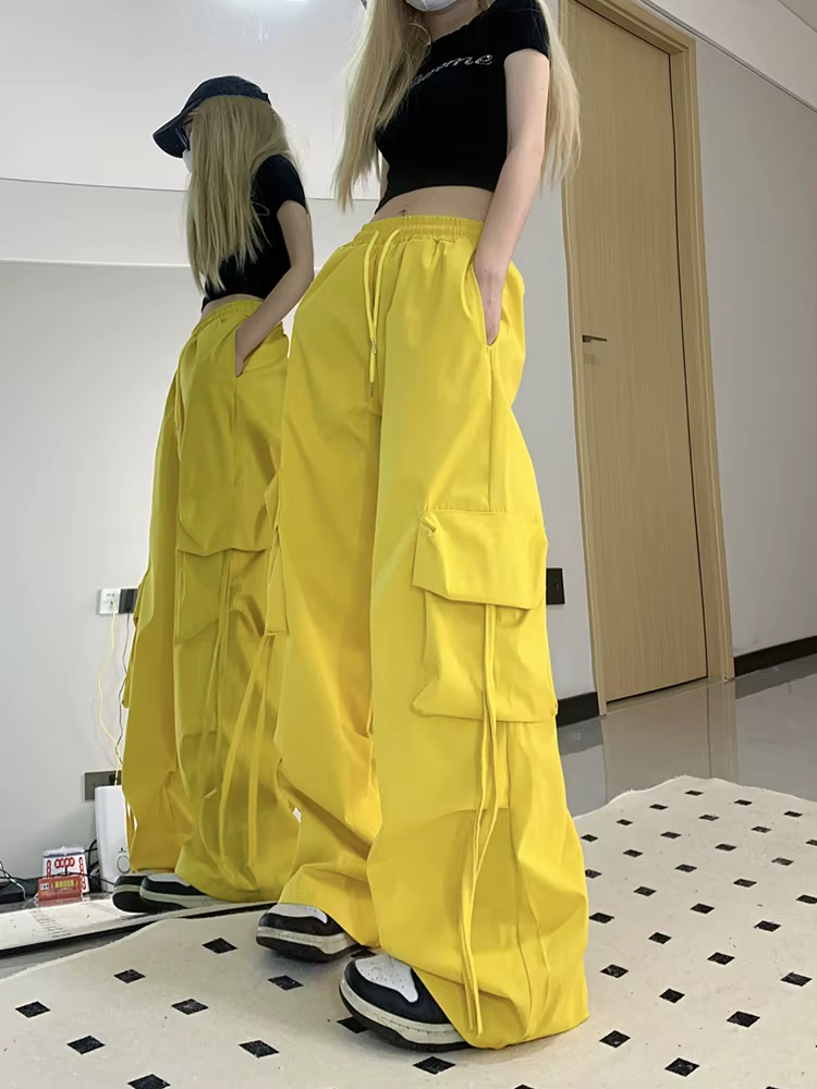 Zoki rose Streetwear Cargo pantalon femmes ample Harajuku Y2K pantalon droit américain rétro Hip Hop