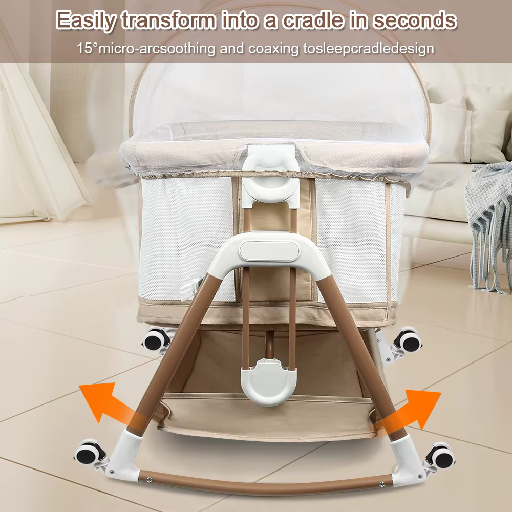Lit bébé 3 en 1, lit bébé, bascule bébé, lit de voyage bébé avec matelas, couffin avec 6 hauteurs, f