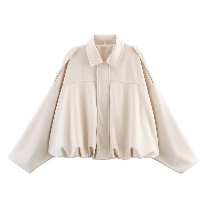 YENKYE nouveau 2025 femmes daim texturé Bomber veste à manches longues revers col manteaux amples dé