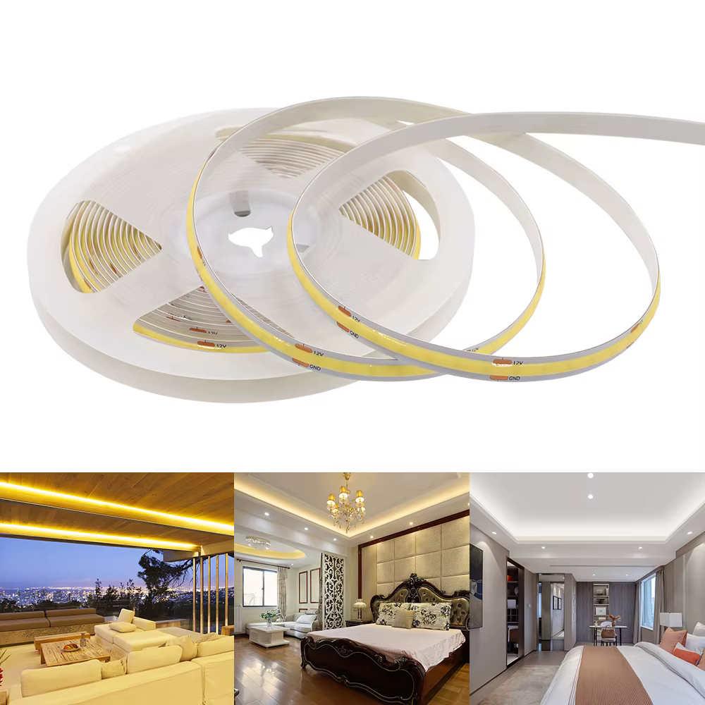 Bande lumineuse LED COB 5V 12V 24V, 320 480 384 528 LED, bande Flexible 5mm 3mm 8mm PCB blanc nature