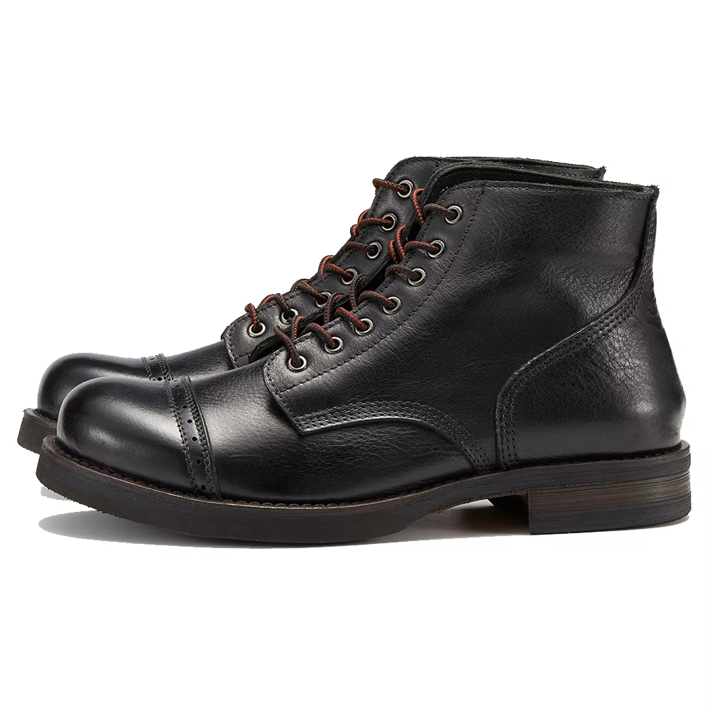 Bottes de Combat en cuir véritable pour hommes, chaussures de luxe, élégantes, faites à la main, poi