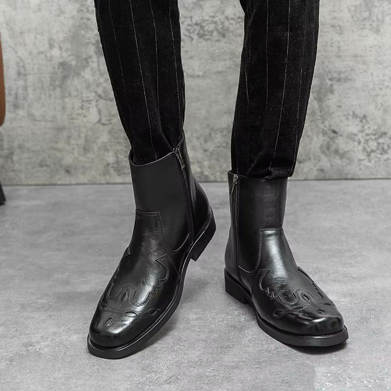 StephanBoots-Bottes de cowboy en cuir véritable pour hommes, faites à la main, confortables, qualité
