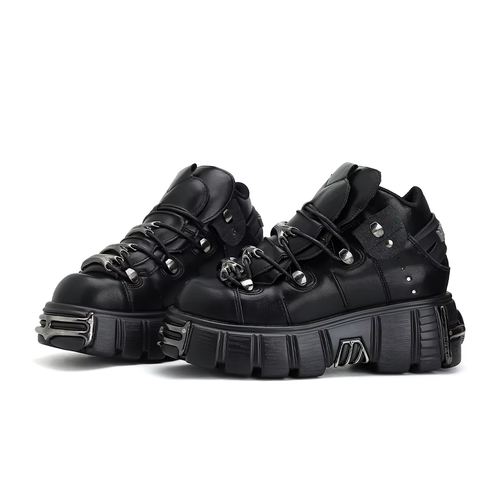Nouvelles Chaussures Femme Style Punk 2026 – Bottes Rock à Lacets avec Plateforme et Talon de 6 cm, 