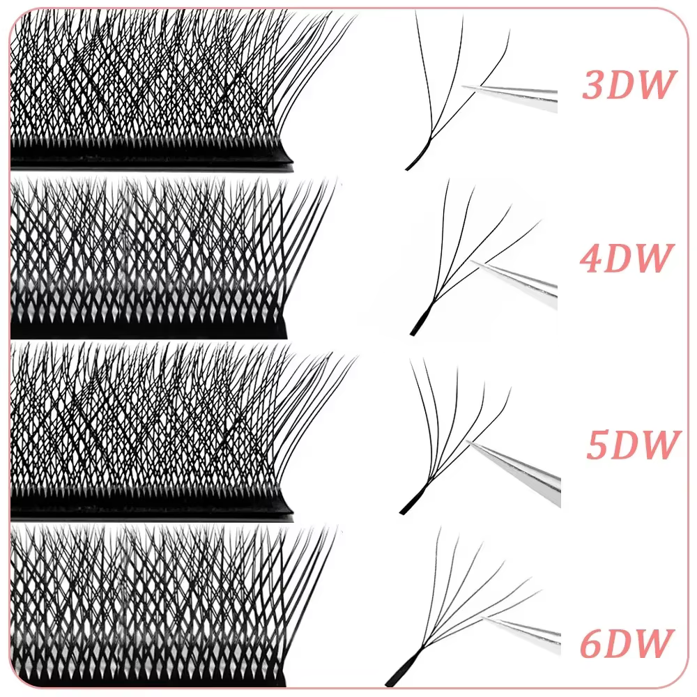 Extensions de cils Goddess W3D 4D 5D 6D, style W, en faux vison, naturelles, douces, effet éventail 