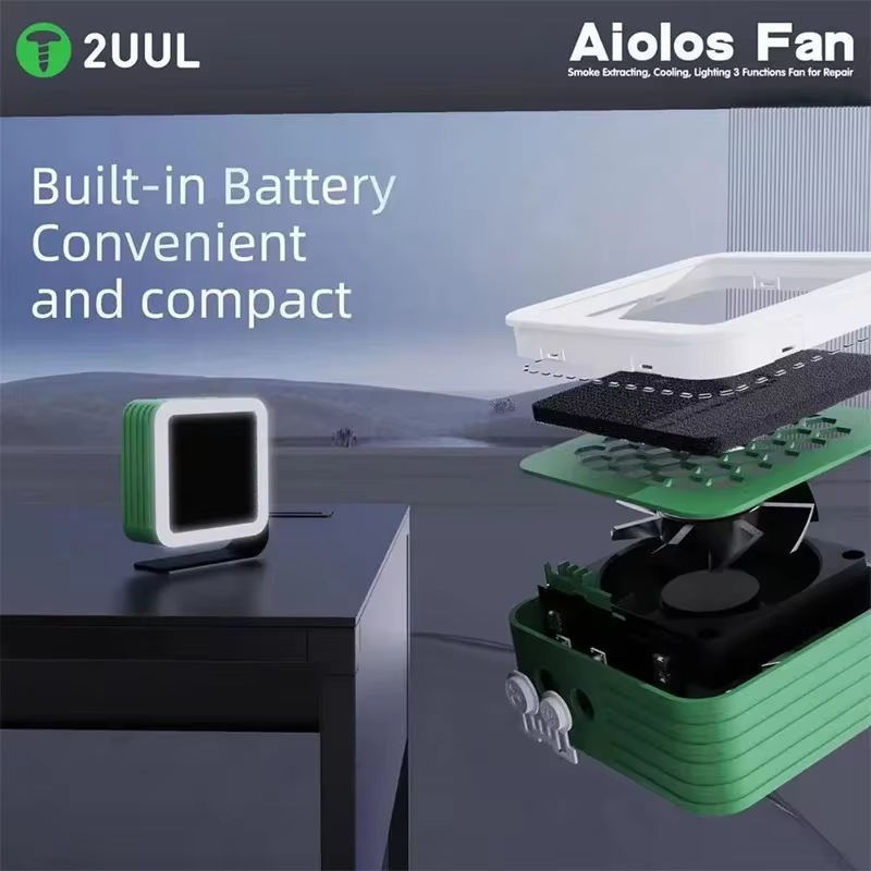 2UUL Aiolos ventilateur d'extraction de fumée avec fonction d'éclairage pour l'entretien du téléphon