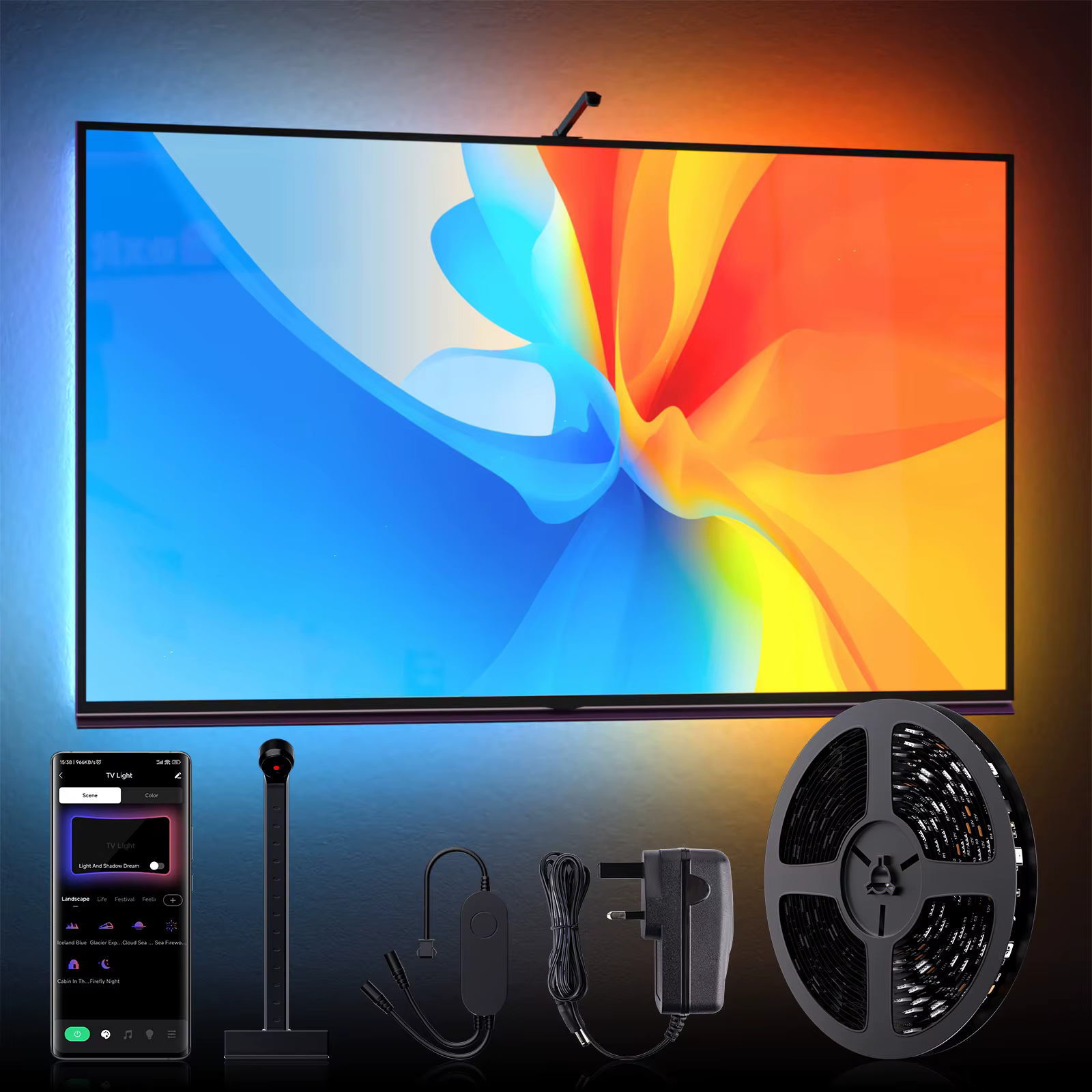 TV LED rétro-éclairage avec caméra bande ambiante lumière Immersion LED bande de couleur lumière LED