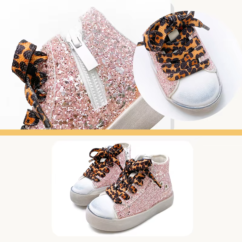 Baskets montantes scintillantes pour enfants, chaussures de sport pour filles, bottes décontractées 