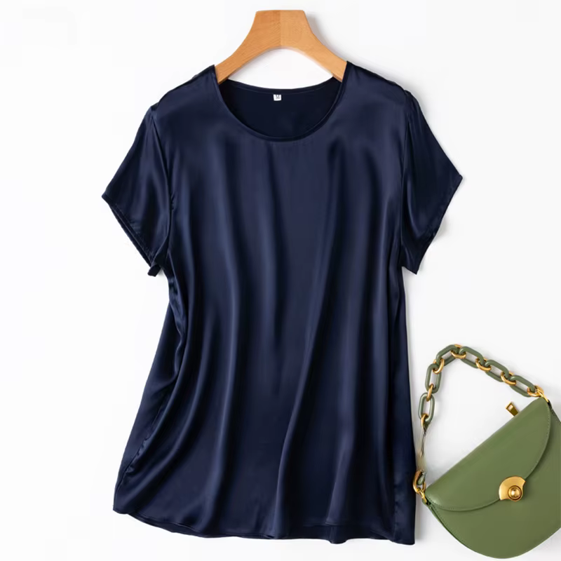 100% soie de mûrier 19 Momme Charmeuse soie femmes débardeur T-shirt à manches courtes chemise Blous