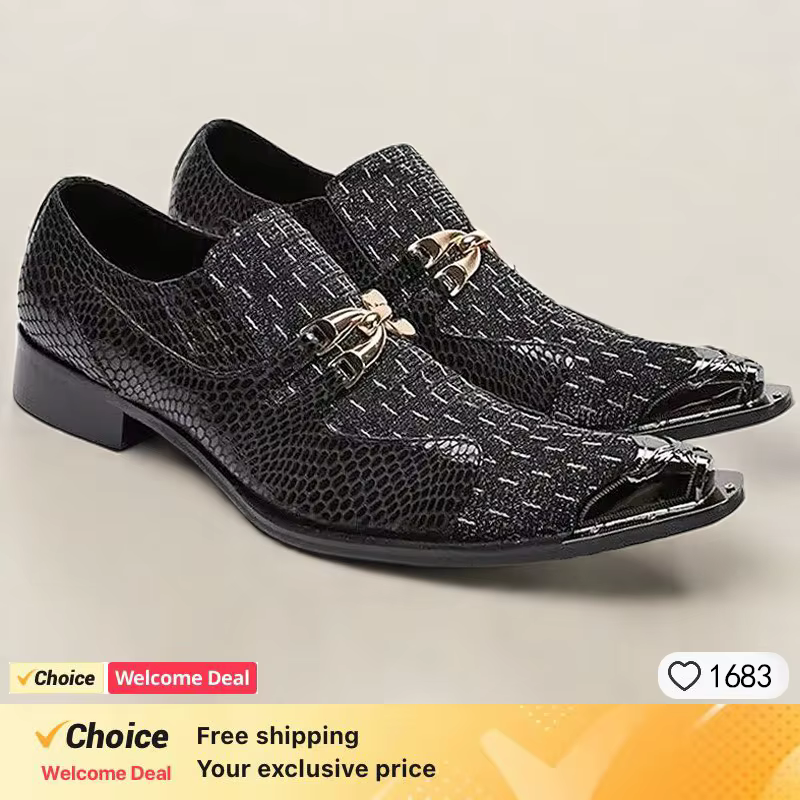Gentleman IQUE Shoes Patchwork Crystal Designer pour hommes, métal pointu, Parker, marque de fête de