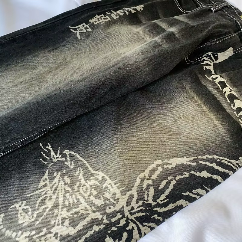 Jean Baggy pour hommes, nouveau modèle surdimensionné imprimé, Y2K Street Vintage Rock décontracté, 