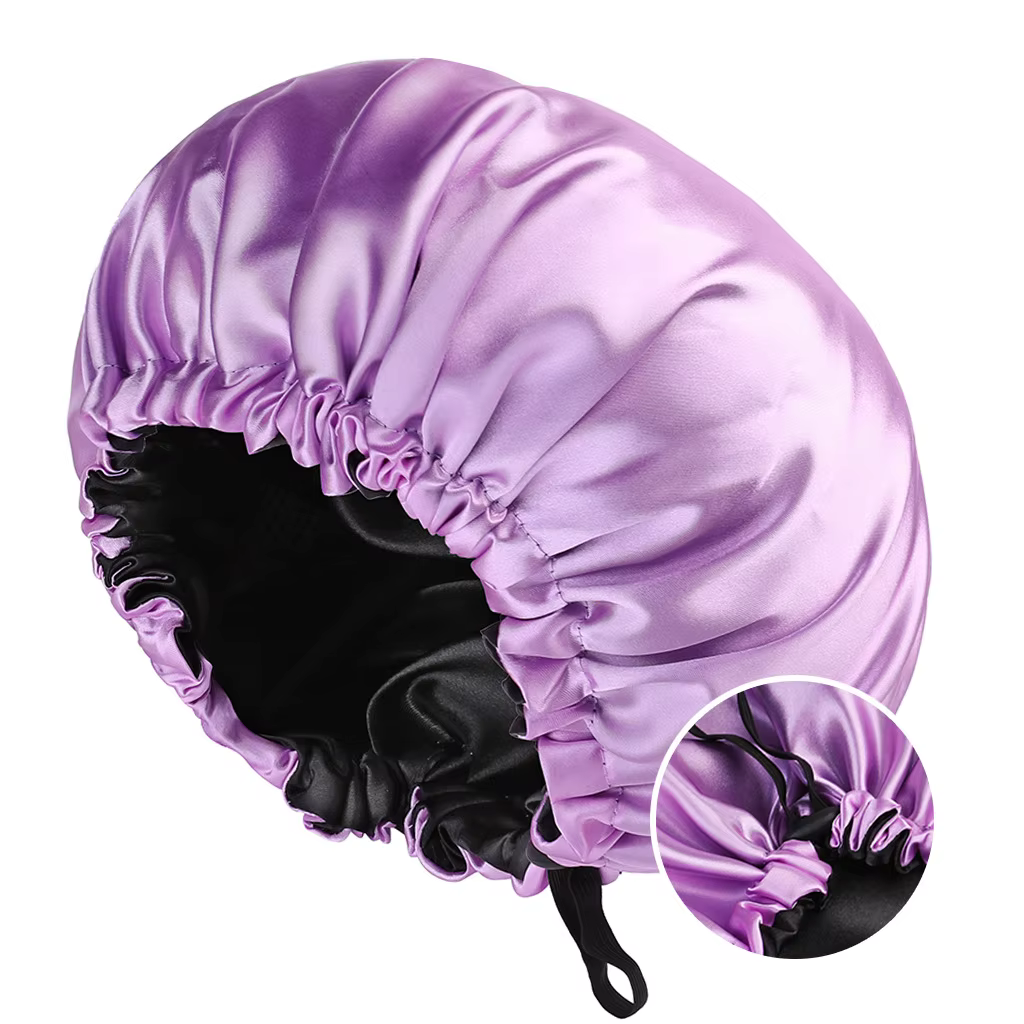 Bonnet en Satin pour dormir, Bonnet soyeux, grand, Double couche, réversible, réglable, utilisé pour