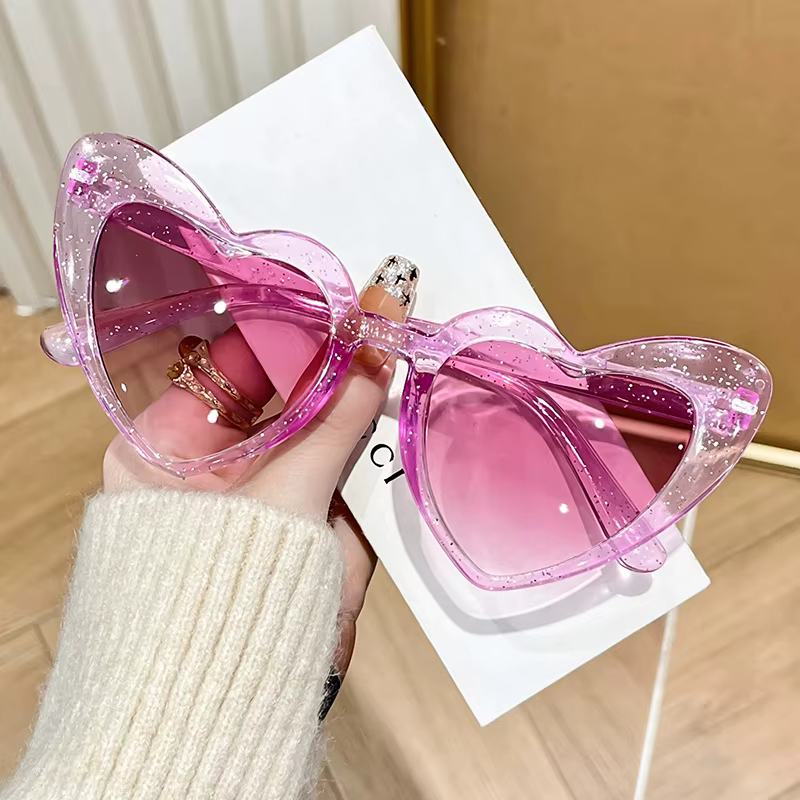 Lunettes de soleil Vintage rétro Instagram en forme de cœur, transparentes, roses, brillantes, pour 