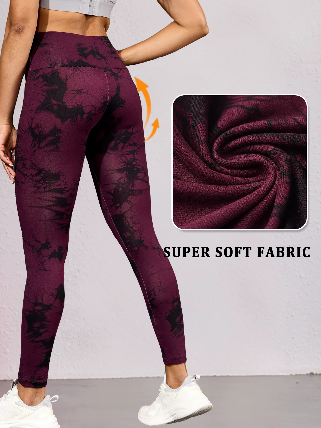 Leggings de sport tie-dye taille haute super doux pour femmes, non transparents, pour l'entraînement