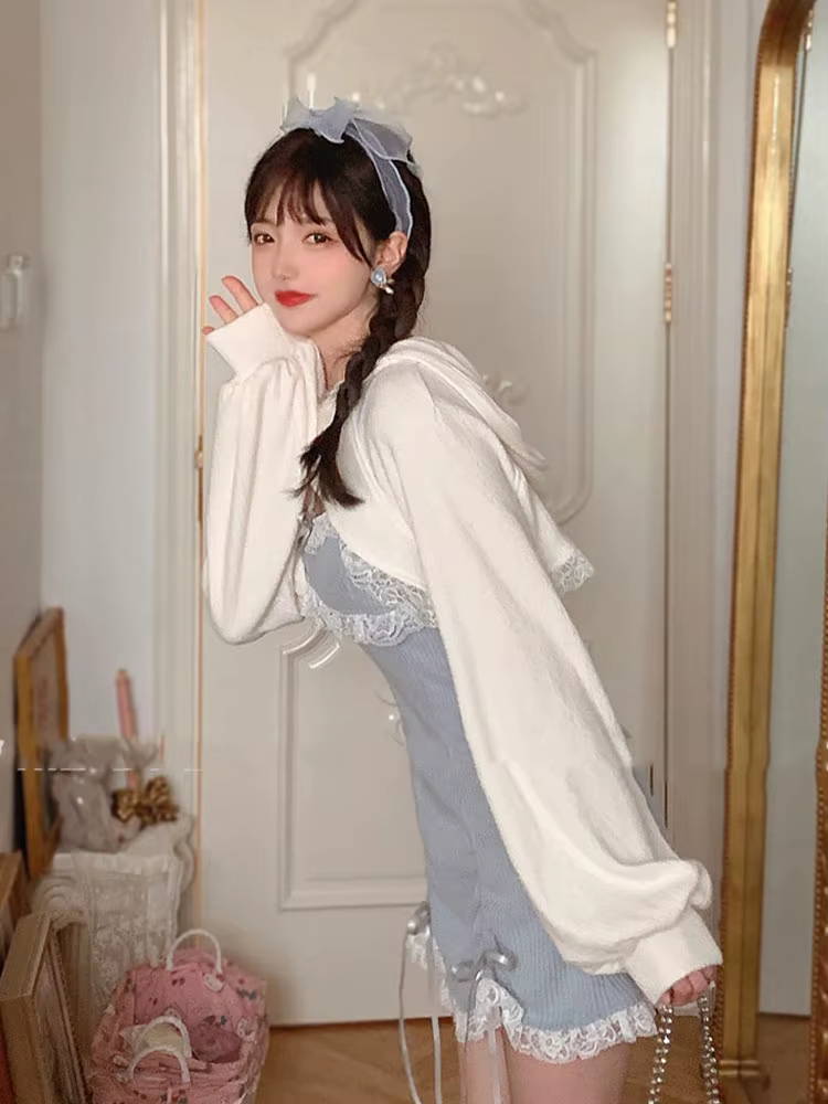 Robe Lolita en dentelle pour femmes, mini robes japonaises, nœud doux, rose Kawaii, fête féminine, p