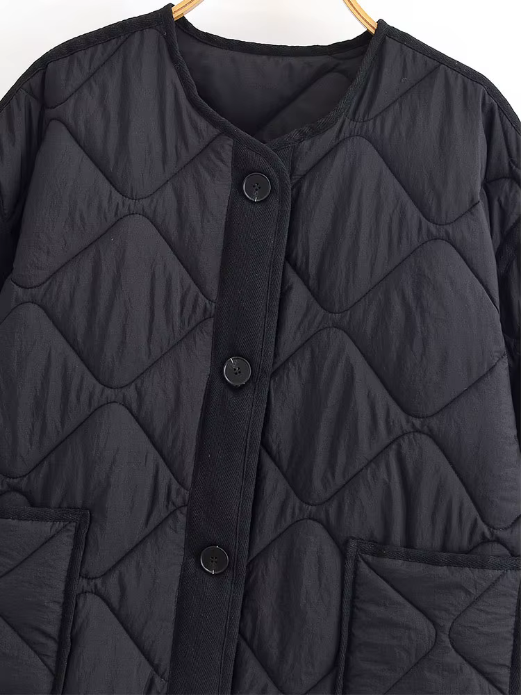 Nlzgmsj automne hiver femmes solide simple boutonnage col rond veste mode à manches longues manteau 