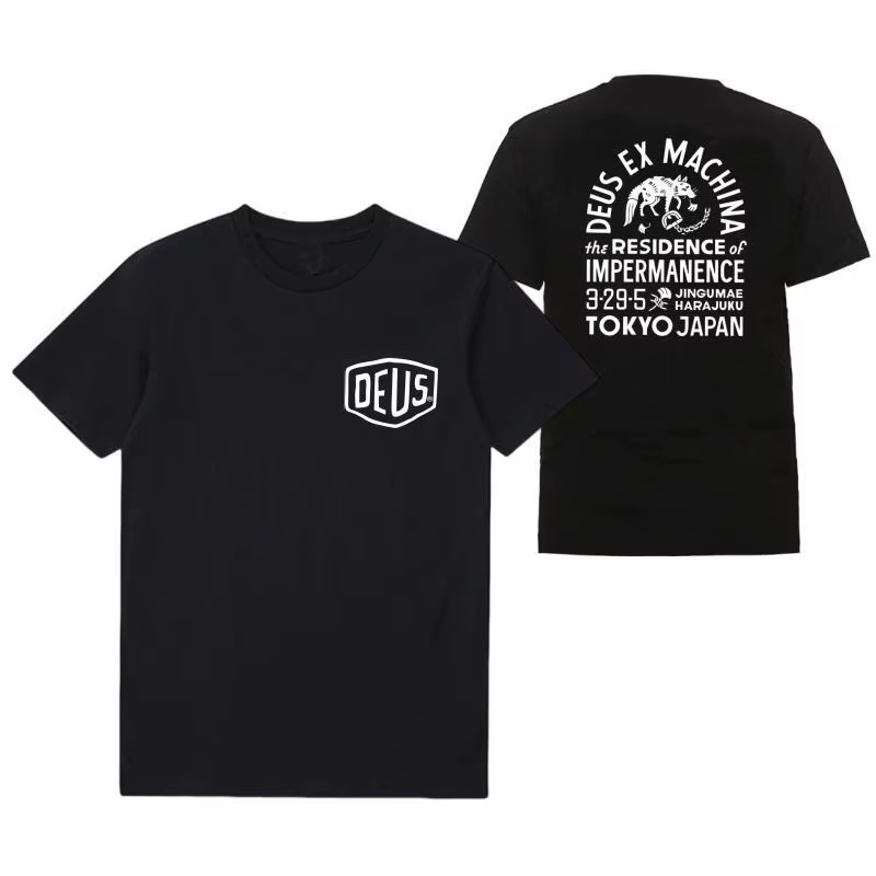 DEUS EX MACHHR-Maillot de football à manches courtes pour homme, haut noir décontracté, t-shirts res