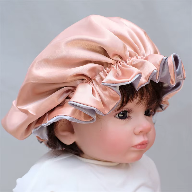 Double couche grand nœud papillon sommeil nuit casquette Satin cheveux protéger chapeau bébé filles 