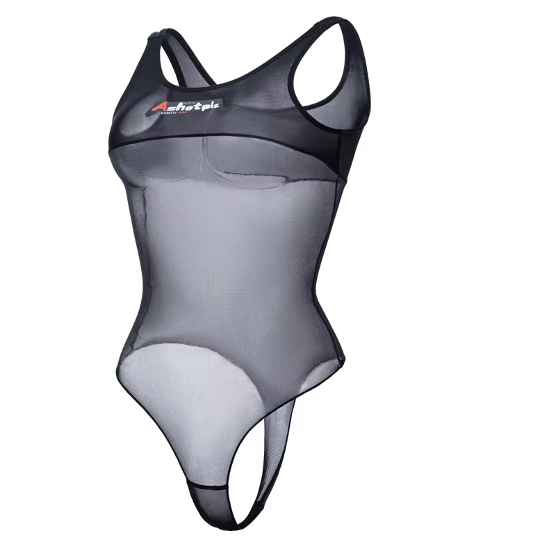 Body sexy noir transparent à découpes pour femme, coupe ajustée, extensible, anti-déchirure, une piè