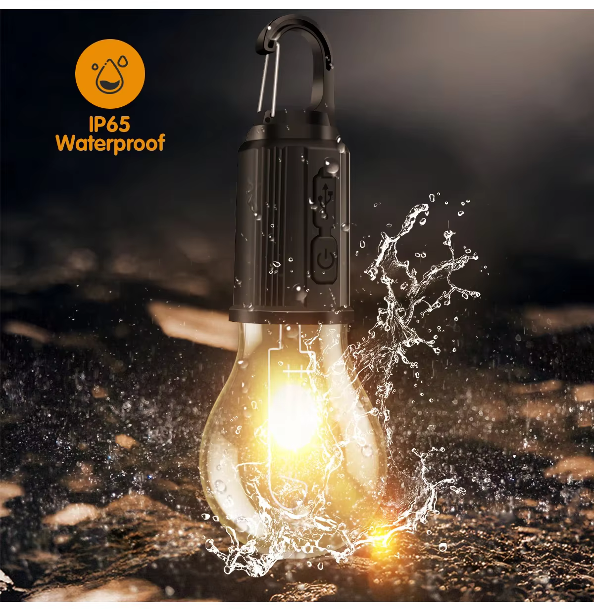 Lampe de Camping LED type-c, Rechargeable par USB, étanche, 400mAh, 100LM, pour tente, avec crochet,