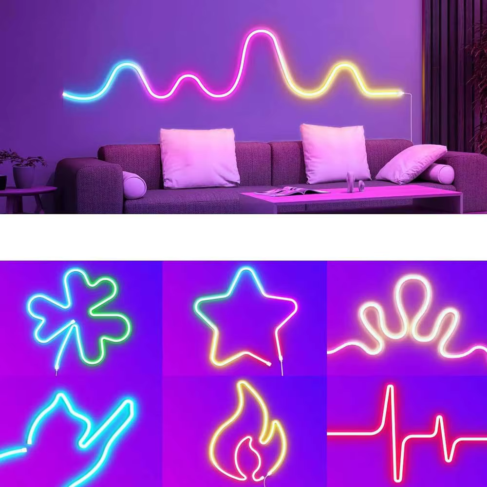 Bande lumineuse LED néon TUYA, 5V, 72 diodes/M, corde lumineuse en Silicone avec synchronisation de
