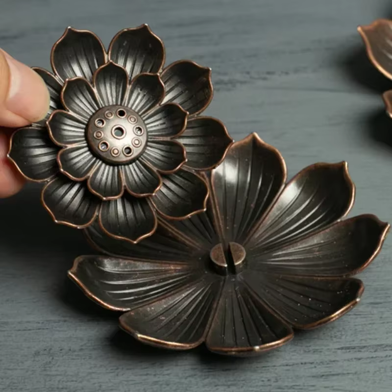 Porte-encens pour bâtons, brûleur d'encens en alliage créatif à 3 niveaux, porte-bâton d'encens Lotu