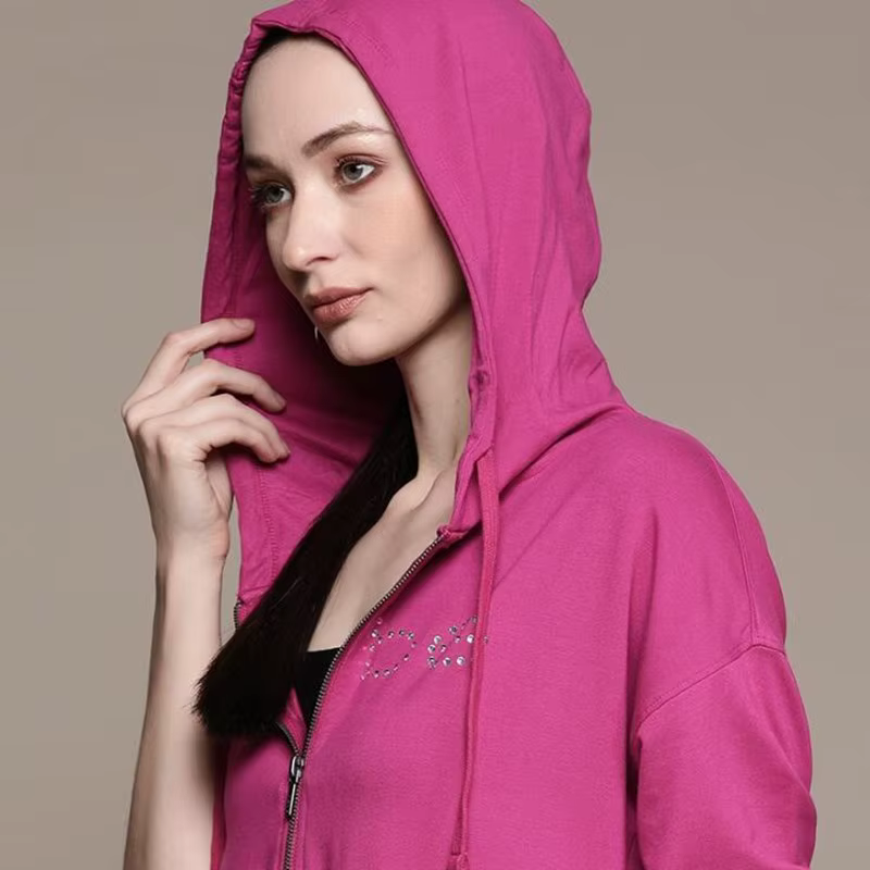 Sweat à capuche rétro imprimé "Bebe", diamant chaud, rose, sexy, décontracté, Europe et États-Unis, 
