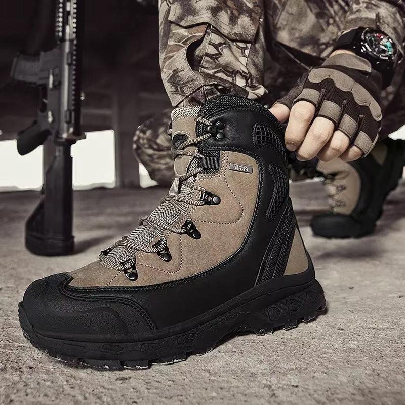 Bottes du désert en cuir pour hommes, respirantes, antidérapantes, imperméables, pour la chasse, la