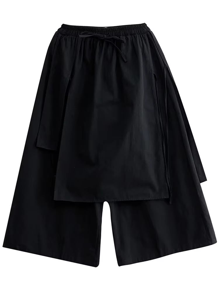 UMI MAO – pantalon irrégulier pour Femme, vêtement élégant sous la cheville, lisse, noir, Style Band