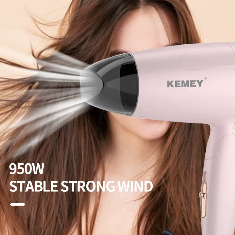 Kemei sèche-cheveux Compact pliable à poignée Portable souffleur à faible bruit sèche-cheveux vent c