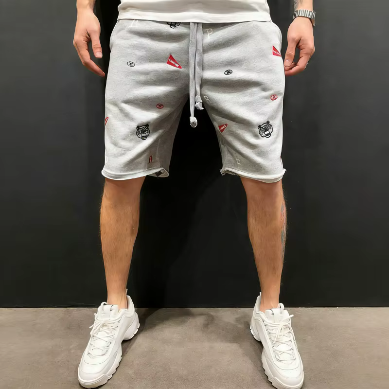 Shorts amples en coton pour hommes, style streetwear, brodés, décontractés, pour le sport et la musc