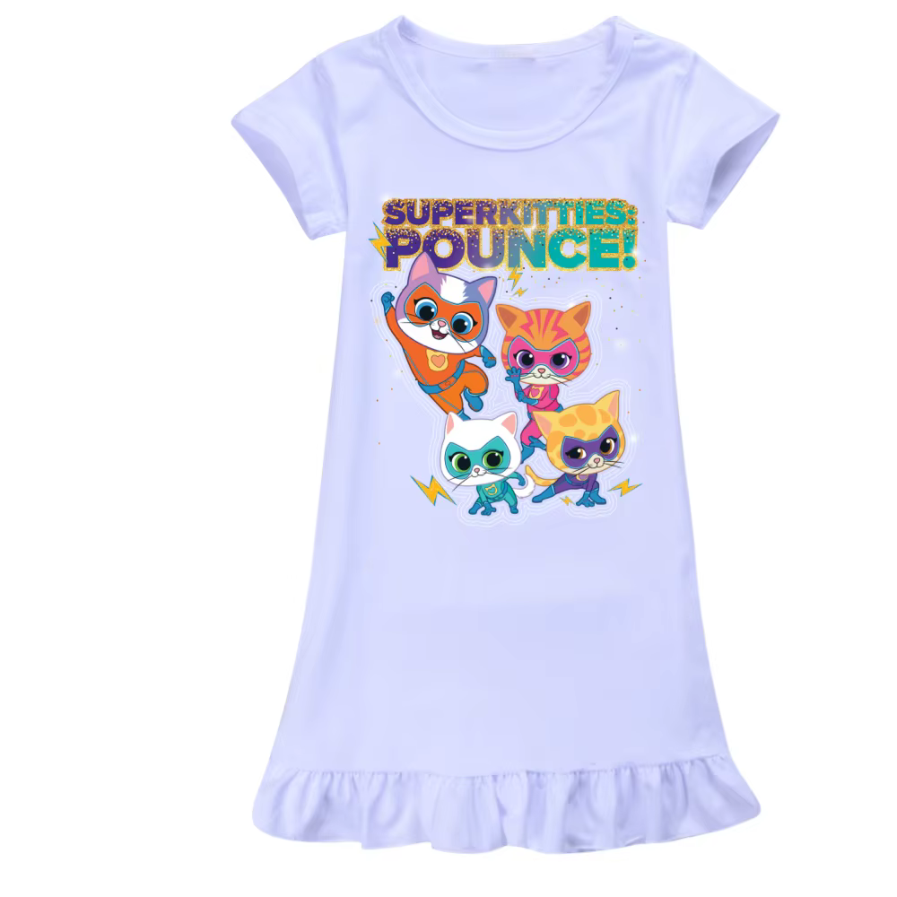 Robe de Nuit à Manches Courtes pour Fille, Pyjama à Motif de Dessin Animé, Vêtement d'Été