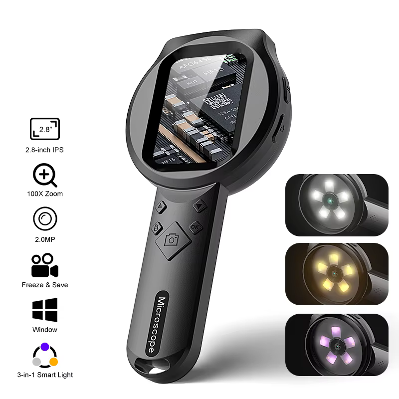 Loupe numérique IPS 2.8 pouces HD 1080P 100X, Microscope Portable, loupe portative pour réparation é