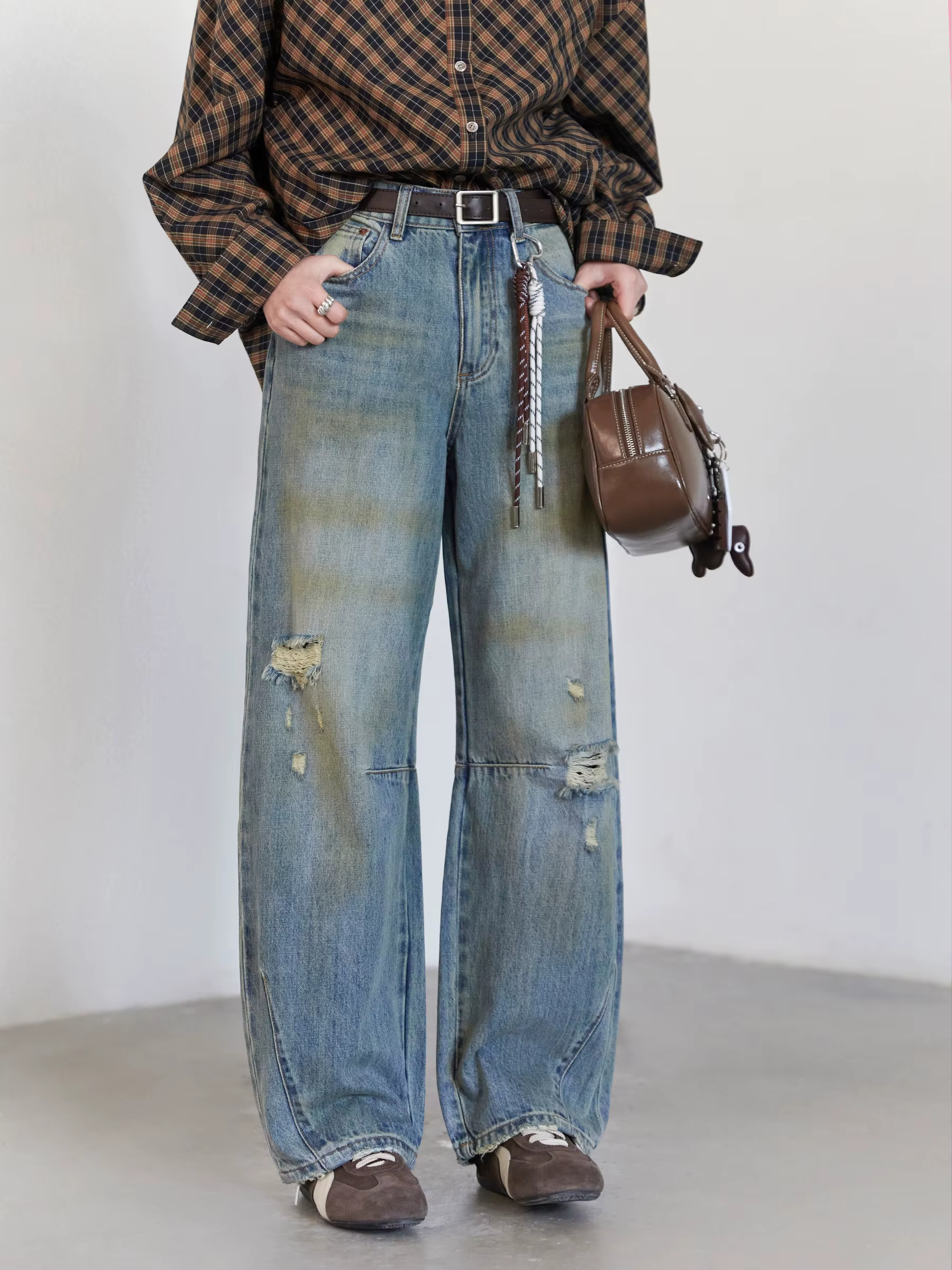 CHIC VEN rétro femmes jean ample décontracté nouveau taille haute jambes larges Denim pantalon femme