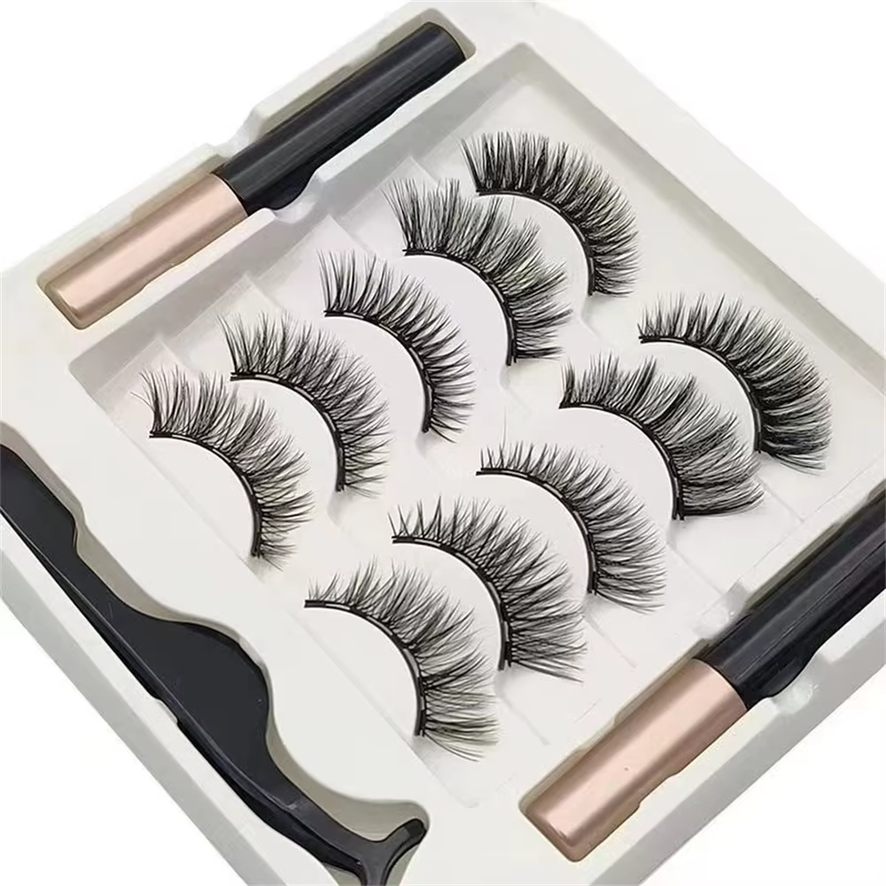 5 paires 5 cils magnétiques Eyeliner pince à épiler ensemble 3D cils de vison naturel artificiel fau