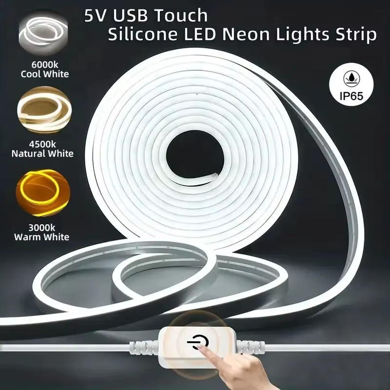 Bande lumineuse LED en silicone étanche avec capteur tactile, enseigne au néon, lampe à intensité va