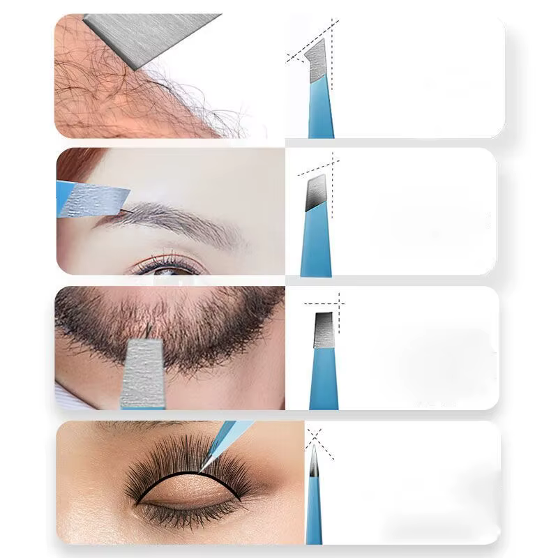 EyeblogugTweezer-Pince à épiler inclinée en acier inoxydable, extracteur de poils fins, pinces à sou