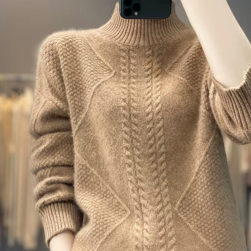 Pull à demi-col roulé pour femmes, pulls décontractés pour femmes, pulls épais pour documents, doux 