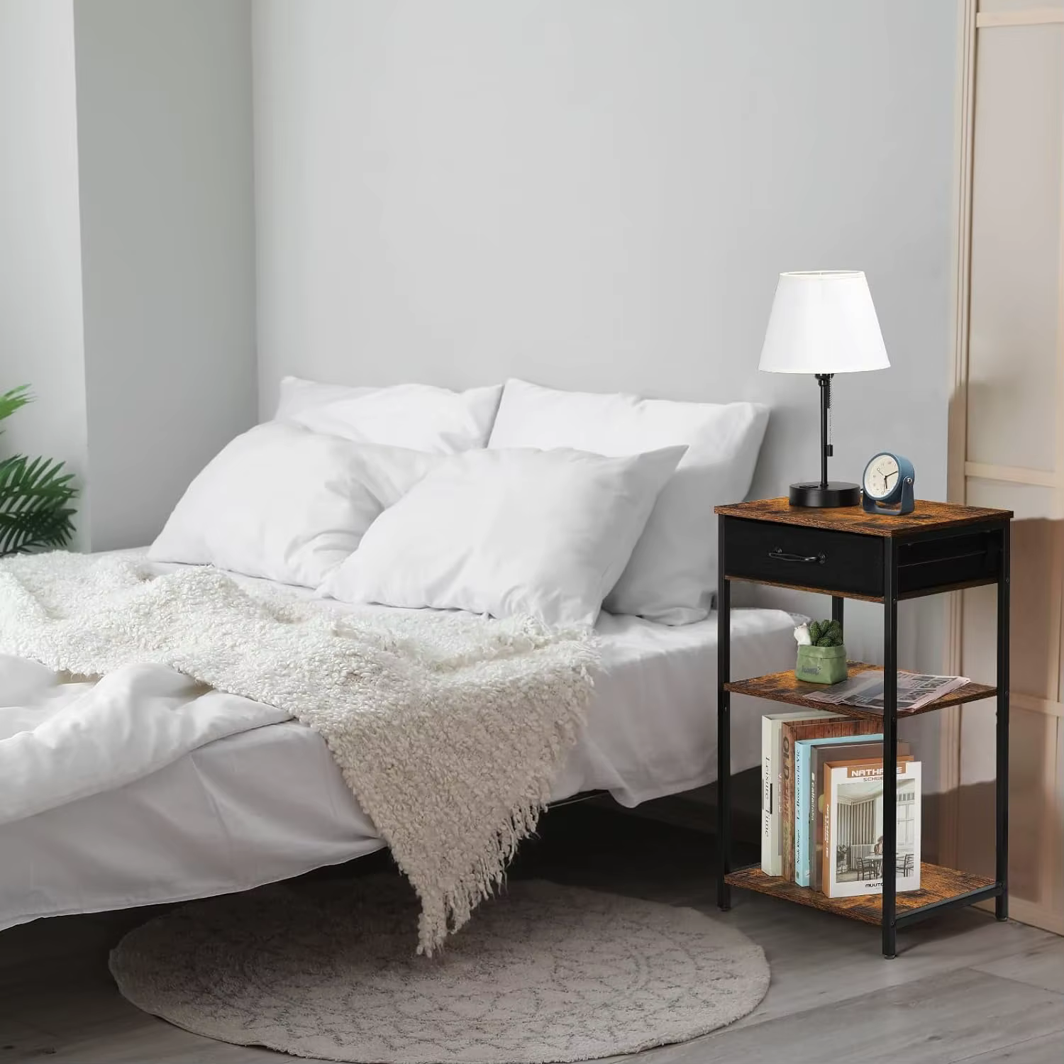 Support d'imprimante T1 blanc avec table de rangement, étagère d'imprimante à 3 niveaux, support d'é